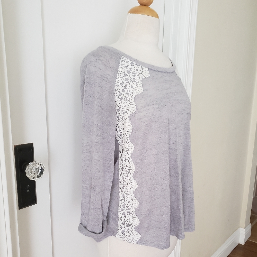 Grey top with lace detailing